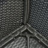 Outsunny Outdoor Patio Loveseat Conversation Furniture Set, Cushions & Built-in Coffee Table, Small 2-in-1 2 Person Seating for Front Porch, Balcony, Black Outsunny