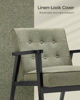 SONGMICS Accent Leisure Chair, Mid-Century Modern Arm Chair with Solid Wood Armrests and Legs, 1-Seat Cushioned Sofa for Living Room Bedroom Balcony Studio, Olive Green ULAC001C01 SONGMICS