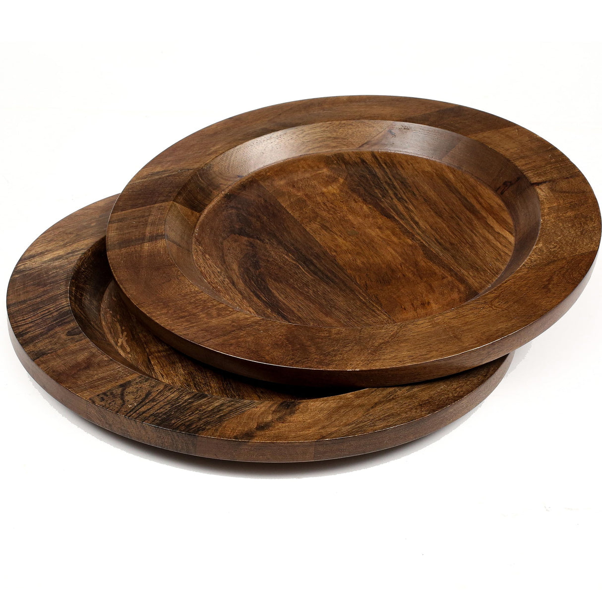 Alpha Living Home Farmhouse Wood Charger Plate,Wood Charger Plate Sets,Wood Chargers for Dinner Plates,Wood Placemats,Chargers for Dinner Plates,13 inch Wood Charger Plate - Pack of 2 - Walnut Alpha Living Home