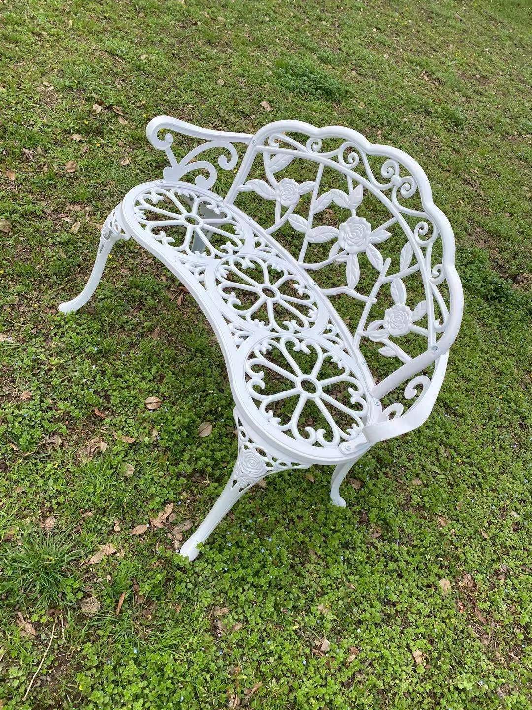 Patio Balcony Bench Double Seat, Anti-Rust Cast Aluminum Patio Garden Bench for Park Yard Outdoor Furniture White.1 C/G patio casa