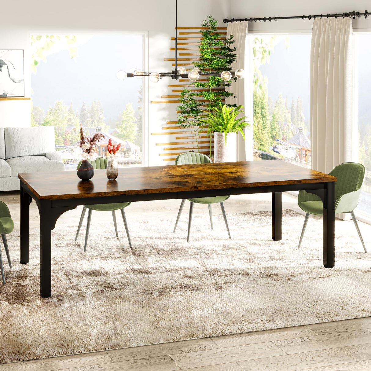 Trggivs 78.7 Inches Extra Long Computer Desk 2 Person Desk, Large Executive Office Desk, Rustic Double Computer Table Study Writing Desk Workstation for Home Office, Brown Trggivs