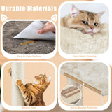 Yaheetech Litter Box Enclosure with Cat Tree, All-in-one Indoor Kitten House w/Scratching Posts, Wooden Cat Litter Box Furniture w/Kitty Condo, Platform, Greige/Beige Yaheetech