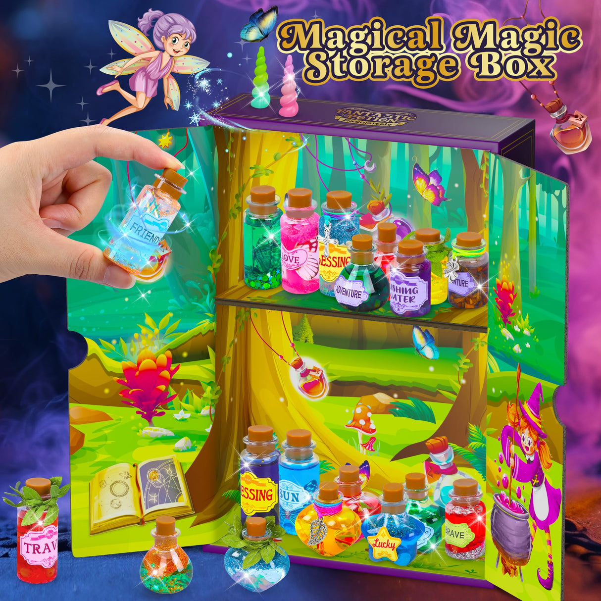 CARTELL Fairy Magic Potions Kit for Kids, Upgraded 26 DIY Mixed Magic Wizard Potion Bottles, Mystery Potions Craft Kit, Christmas Decorations Birthday Gifts for Age 6 7 8 9 10+ Year Old Girls Boys CARTELL