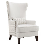Coaster Home Furnishings - Pippin - Upholstered High Wingback Accent Chair with Brown Wood Legs, Track Arms, Removable T-Cushion, Geometric Pattern and Nailhead Trim - Living Room - Latte - 904066 Coaster Home Furnishings