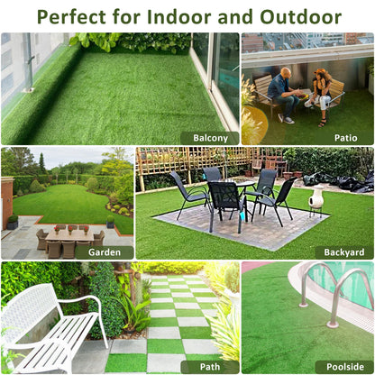 PrimeZone 54 Packs Interlocking Artificial Grass Tiles - 12"x12" Turf Outdoor Indoor Fake Grass Deck Flooring Set for Patio, Balcony, Backyard