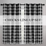 Creativesfun 2 Panels Checks Line Up Set Farmhouse Faux Linen Look Buffalo Plaid Grommet Window Curtain (Black & Cream, Panel 丨W53 X L84-INCH 2PCS) Creativesfun