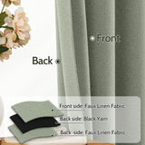 SimpleHome Sage Green Linen 100% Blackout Curtains for Living Room,84 Inch Length Farmhouse Back Tab Textured Curtains for Bedroom,2 Panels,52" W x 84" L SimpleHome