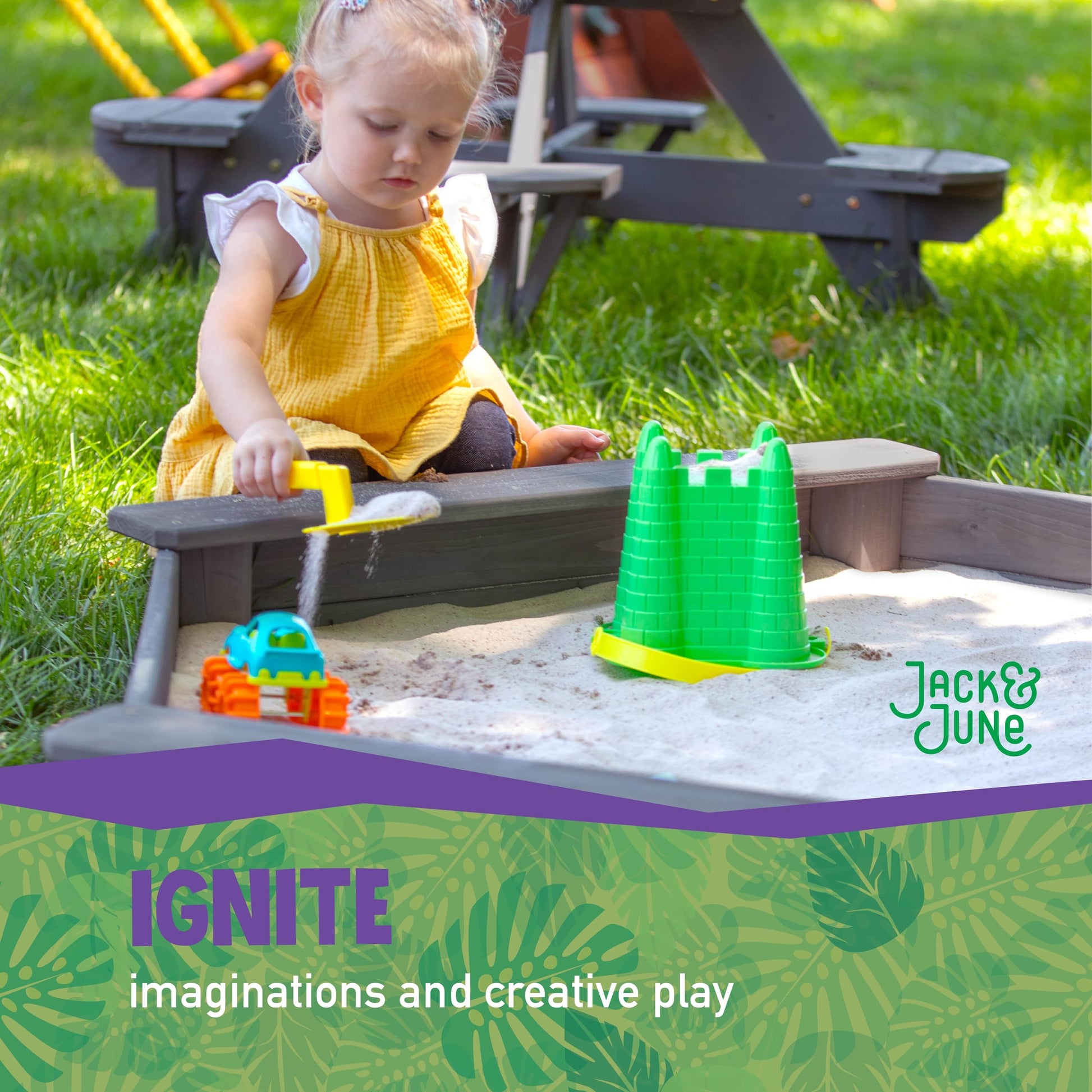 Jack & June Hexagonal Cedar Sand Box Playset - WoodArtSupply