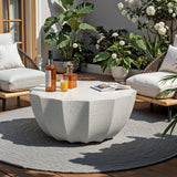 35" Outdoor Round Coffee Table Modern Stylish Design Waterproof & Moisture-Proof No Assembly Required Outdoor Coffee Table for Patio, Garden, Backyards - US Warehouse (White) HMHKHN