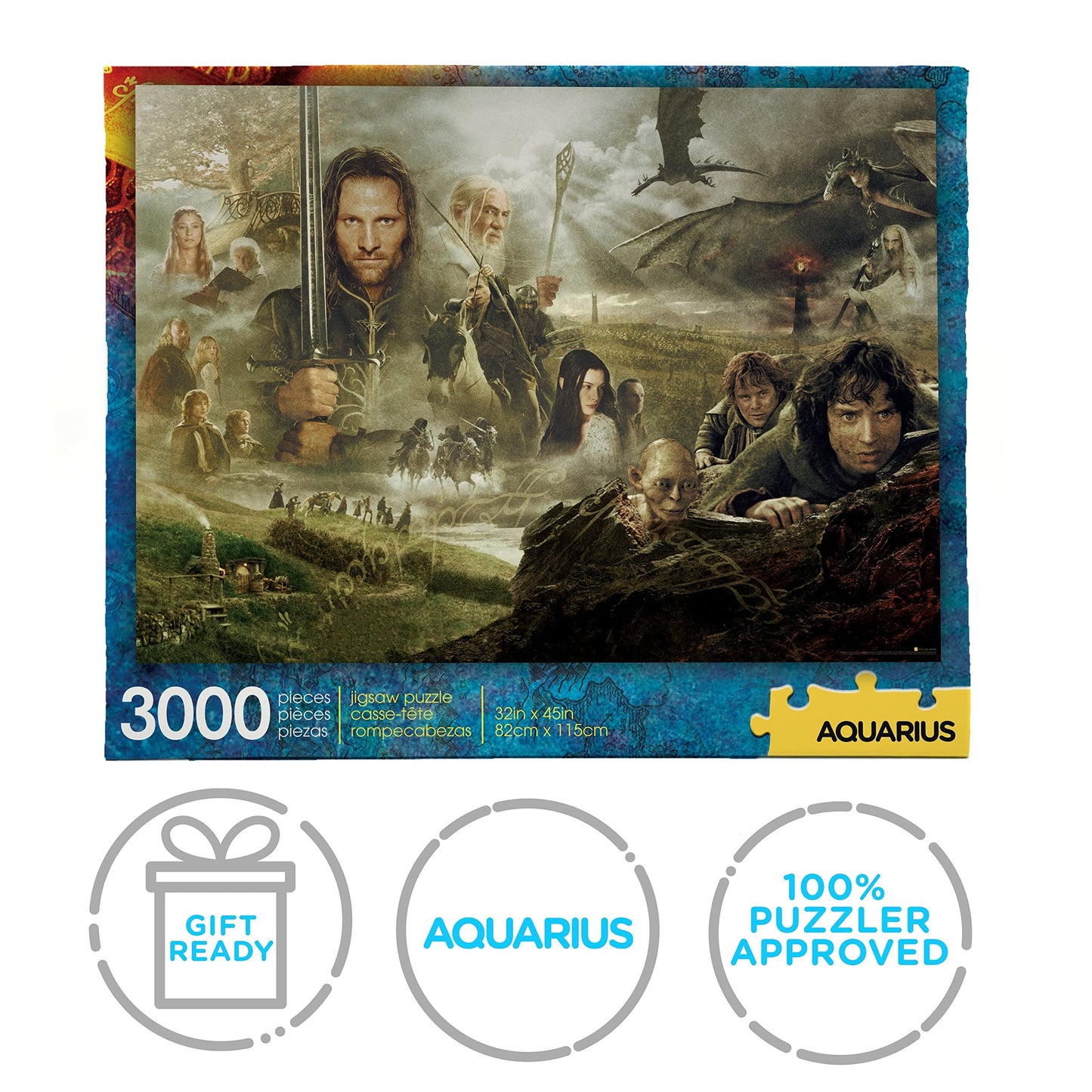 Aquarius Lord of The Rings (3000 Piece Jigsaw Puzzle) - Officially Licensed Lord of The Rings Merchandise & Collectibles - Glare Free - Precision Fit - 32 x 45 Inches