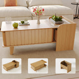 Jartoil Extendable Coffee Table with Storage, Wood Coffee Table with Hidden Compartment, Expandable Coffee Tables with Side Table for Living Home(Natural) Jartoil