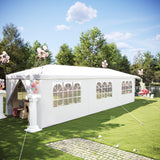 EROMMY 10x30 FT Outdoor Party Tent, White Canopy with 6 Removable Sidewalls and 2 Zippered Doors, Waterproof Event Shelter for Wedding, Birthday, BBQ, Holiday Gatherings EROMMY