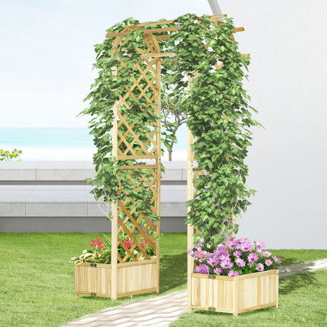 Outsunny 7.5' Wooden Wedding Arch, Garden Arch Arbor for Climbing Plants & Trellis Design, Great for Vines, or as Balloon Decoration Stand for Indoor Outdoor Ceremony, Party, Backdrop, Natural Outsunny