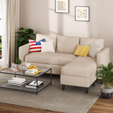 Shintenchi Small Sectional Sofa Couch,3 Seat L Shape Sofas with Ottoman,Upholstered Fabric Convertible Sofa Couches,Small Couches for Apartments, Living Room and Office (Beige) Shintenchi