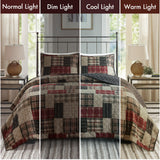 Madison Park King Quilt Set Patchwork Farmhouse, Diamond Quilting Reversible Coverlet Set for King Size Bed, Plush Cotton Filled Quilt Set King Size, Shams King/Cal King Red/Black 3 Piece Madison Park