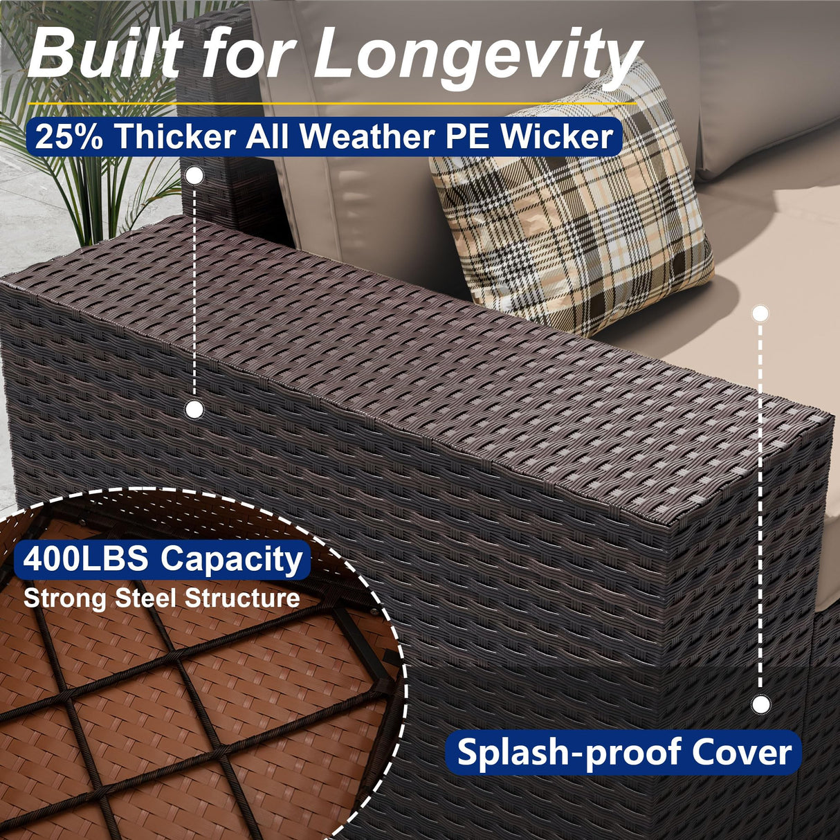 ASJMR 10 Pieces Patio Furniture Set with 2 Swivel Chairs Patio Furniture Outdoor Sectional Sofas with 55000 Gas Fire Pit Patio Conversation Set w/7 Cushions-Brown ASJMR