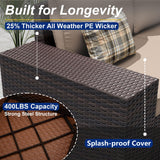 ASJMR Outdoor Patio Furniture Set, 12 Pieces Outdoor Sectional Furniture High Backrest Patio Sofa, All-Weather PE Rattan Patio Conversation Set with Coffee Table & Cushions(Brown). ASJMR