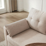 Pingliang Home 101" Convertible Sectional Sofa with Ottoman Coffee Table, Modern Linen Fabric U-Shaped Couch with Storage Pocket, 4 Seat Sofa Couches for Living Room, Apartment, Office, Beige Pingliang Home