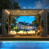 VIWAT Aluminum 10x12 FT Louvered Pergola, Outdoor Pergola with Adjustable Louvered Roof Outdoor Patio Shade Cover, Waterproof & Rustproof Aluminum Gazebo for Backyard and Garden, Gray VIWAT