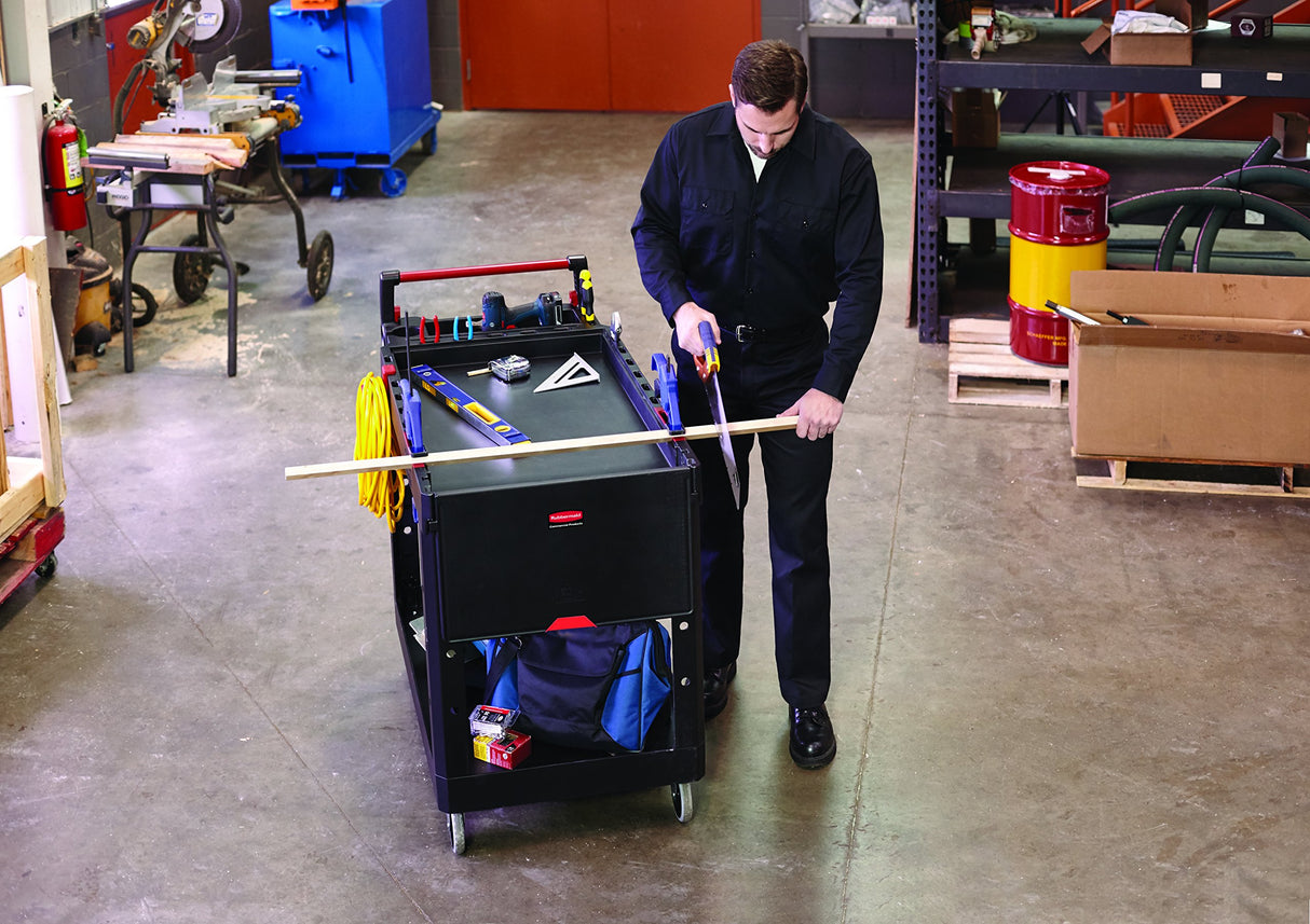 Rubbermaid Commercial Products Heavy Duty Adaptable Utility Cart, Black, Medium, 51H x 36W, Service Cart Rubbermaid Commercial Products