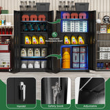 Greenvelly Metal Garage Storage Cabinet with Doors and Adjustable Shelves,72" Black Steel Lockable File Cabinet, Metal Tool Cabinets,Locking for Home Office,Garage,School(16" D x 32" W) Greenvelly