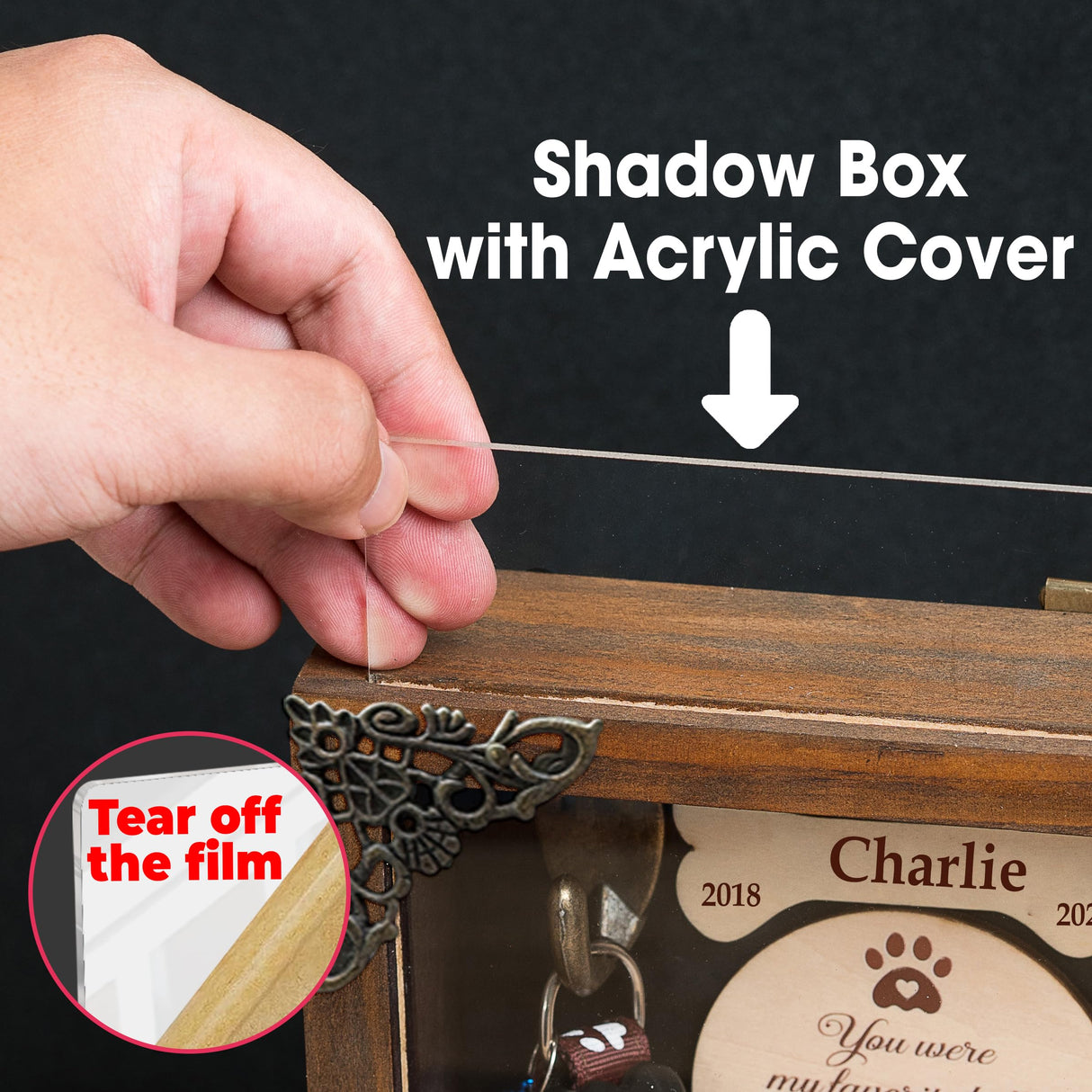 Personalized Shadow Box Dog Memorial Gift Collar Holder Picture Frame Sympathy Wood Pet Dog Cat Sculptures Fur Jar Rainbow Bridge Urns Teeth Keepsake Idea Gift for Pet Lover Tabletop Wall Hanging vinatimes