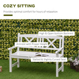 Outsunny White Rustic Wooden Garden Bench for Two with Backrest and Armrests Outsunny