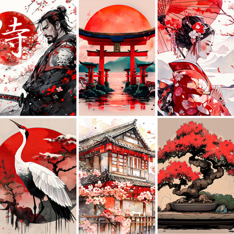 LuwoArte 6 Pack Diamond Painting Kits for Adults – Japanese Style Diamond Art Kits – Full Drill DIY Paint Gem Art for Adults – Brilliant 5D Diamond Painting Kit – Relaxing Craft for Home Wall Décor LuwoArte
