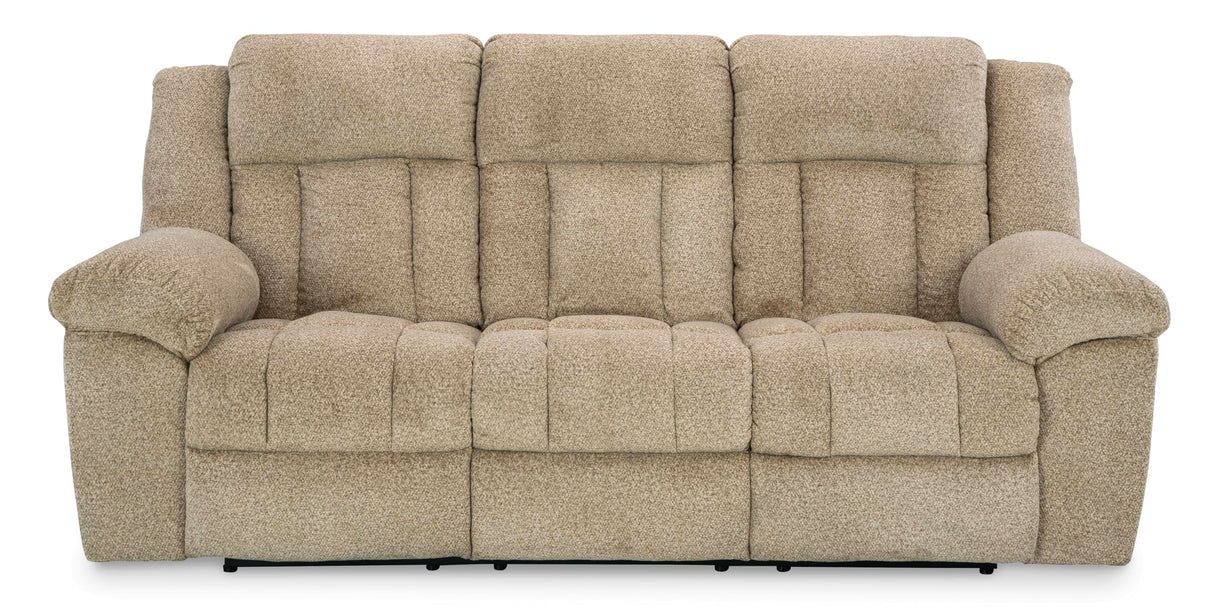 Signature Design by Ashley Tip-Off Classic Wall Hugger Power Reclining Sofa with Adjustable Headrest and USB Ports, Light Brown Signature Design by Ashley