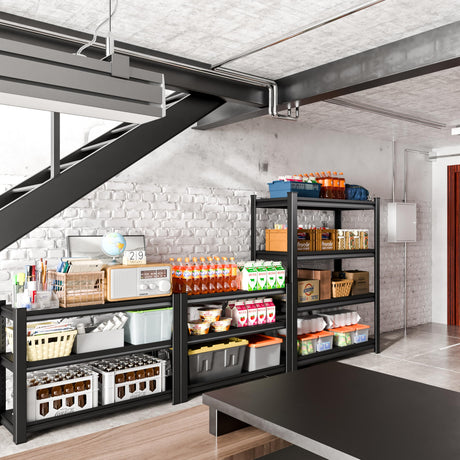 Rufokisa 40in Wide Garage Shelving Heavy Duty，2000lbs Large Loads Adjustable Garage Storage Shelves,All Metal Storage Racks and Utility Rack Shelves, 40”W x 16”D x 72”H (Black) Rufokisa