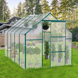 6X10 FT Polycarbonate Greenhouse with Quick Setup Structure, Walk-in Hobby Greenhouse Storage Shed with Sliding Doors and Roof Vent, Sunroom Aluminum Hot House for Outdoor Garden Backyard, Green Yayzy