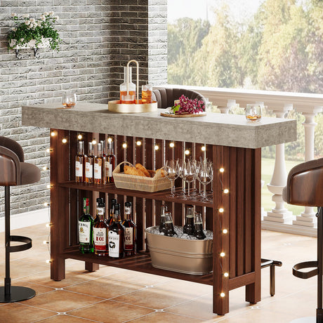 Tribesigns 63-Inch Large Home Bar Unit, 2-Tier Kitchen Island Mini Bar Height Pub Table with Footrest, Modern Coffee Bar Cabinet for Dining Room, Bistro, Living Room Tribesigns