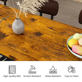 Lamerge Rustic Brown Industrial Dining Table Set for 4 with PU Upholstered Stools Lamerge