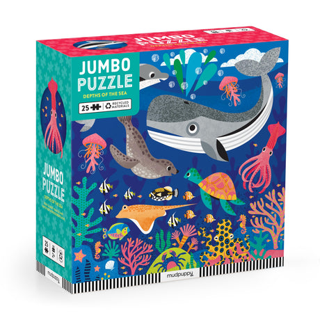 Mudpuppy Depths of The Sea - Jumbo 25 Piece Jigsaw Floor Puzzle Featuring Whales, Dolphins, and More!, Flower Mudpuppy