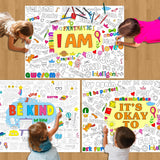 Set of 3 Jumbo Giant Coloring Poster Large Positive Coloring Tablecloths with I AM IT’S OK TO BE KIND Theme Inspirational Fun Coloring Banner for Classroom Home Activity Birthday Party Supplies Naozinebi