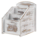 MyGift Whitewashed Wood Remote Control Holder Organizer Caddy with 3 Compartments, TV & Media Remote Storage Box for Living Room MyGift