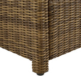 Crosley Furniture Bradenton Wicker Outdoor Ottoman Foot Rest for Patio, Deck, Porch, Brown with Sangria Cushions Crosley Furniture