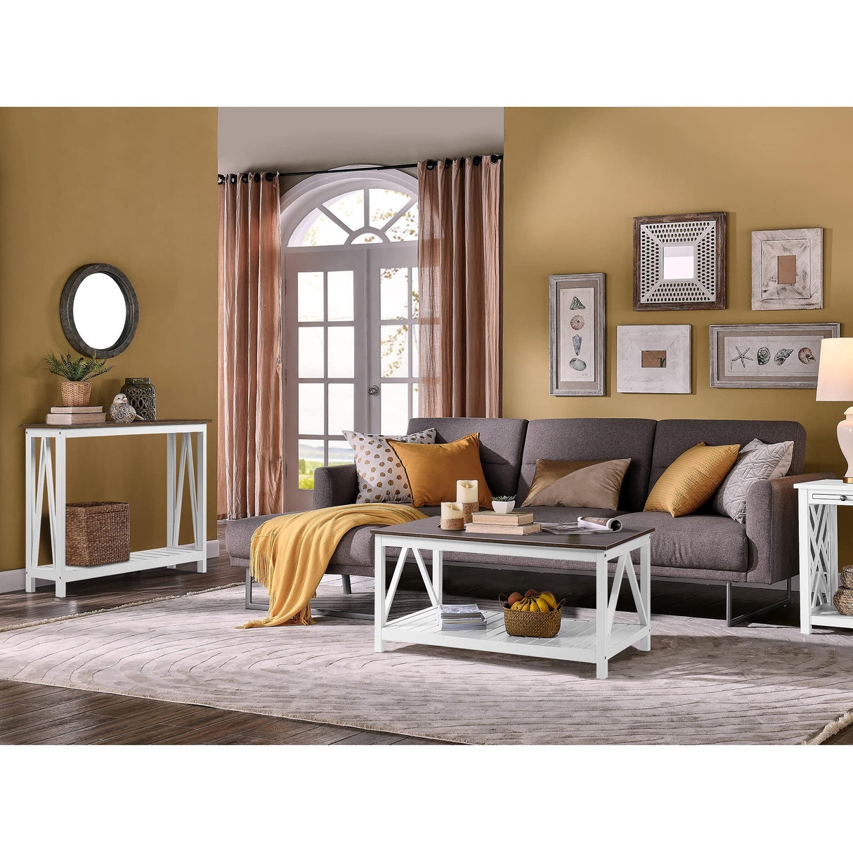 ChooChoo Farmhouse Console Table, Rustic Vintage Narrow Sofa Table for Entryway, Living Room, Hallway, 40 White ChooChoo