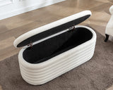 DM Furniture Storage Teddy Ottoman Bench Upholstered Fabric Storage Bench End of Bed Stool with Safety Hinge for Bedroom, Living Room, Entryway, Closet(44.5-inch, White) DM Furniture