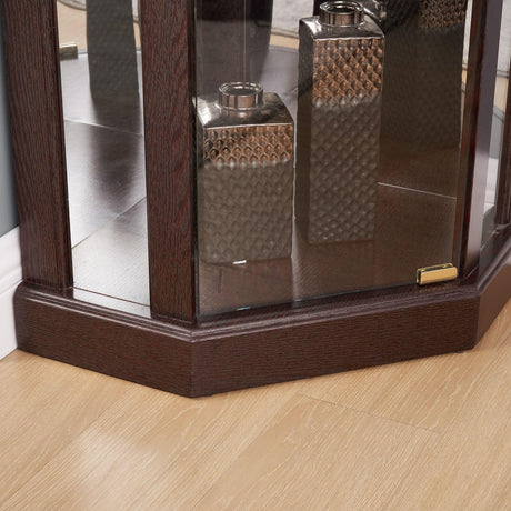 Eyisean 70" H Lighted Corner Curio Cabinet, Curio Display Cabinet with Tempered Glass Door and 5 Shelves, Light Bulb Included, Rack for Living Room (Dark Cherry) Eyisean