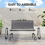 Outsunny 2-Person Outdoor Glider Bench, Patio Double Swing Rocking Chair Loveseat w/Powder Coated Steel Frame for Backyard Garden Porch, Gray Outsunny