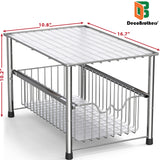 DecoBrothers Stackable Under Sink Organizer with Sliding Basket, Chrome Deco Brothers