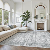 Soalmost Washable Area Rug 8x10, Large Soft Rugs for Living Room Farmhouse Vintage Gray Area Rugs for Bedroom Dining Room Non-Slip Stain Resistant Under Table Rug Grey Soalmost