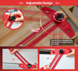 Saker Woodworking Scriber Marking Line Ruler, Adjustable Aluminum Alloy Sliding T-Square Ruler,Precision Line Drawing aid Ruler with Angle Adjustment Scale Saker