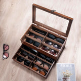 humberboat Sunglasses Storage Organizer, 12 Slots Wooden Lens Box Multiple Pairs Eyeglasses Case Sunglasses Case Holder Watches Jewelry Collection for Men Women Glasses humberboat