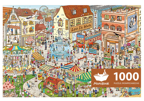 1000 Piece Puzzle for Adults, MOMIBOOK Jigsaw Puzzles of Vintage Village Town, Painting Image Funny Puzzle for Women, Toys & Game Puzzle, Hobbies for Birthday Christmas MOMIBOOK