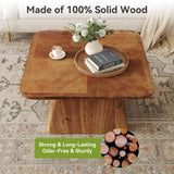 LITTLE TREE Vintage Solid Wood Coffee Table, 31.5" Square Coffee Table for Living Room, Classic Living Room Center Tables, Brown Modern Design Home Furniture LITTLE TREE
