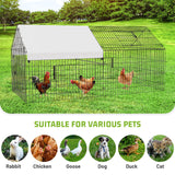 NUGRIART Metal Chicken Coop 86"×40"×40" Chicken Run with Waterproof Cover Portable Poultry Cage Walk in Hen House Outdoor Backyard Farm Animal Enclosure Crate Pet Playpen Exercise Pen for Rabbit Duck NUGRIART