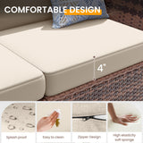 UDPATIO Patio Furniture Set with 44'' Fire Pit Table,Modular Outdoor Furniture Sets,Slanted Back Outdoor Sectional Conversation Set PE Rattan Sofa for Backyard W/Coffee Table,4'' Cushions,8 PCS,Khaki UDPATIO