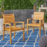 Christopher Knight Home Watts Outdoor Acacia Wood Dining Chairs, Teak Finish (Set of 2) Christopher Knight Home